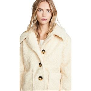 Free People Cream Sherpa Teddy Peacoat